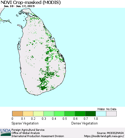 Sri Lanka Cropland NDVI (Terra-MODIS) Thematic Map For 6/11/2019 - 6/20/2019