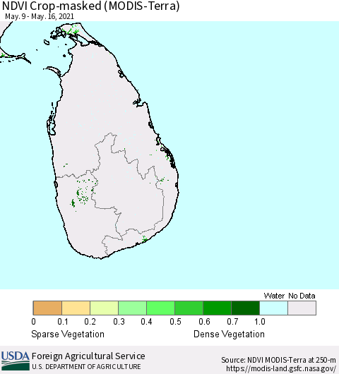 Sri Lanka Cropland NDVI (Terra-MODIS) Thematic Map For 5/11/2021 - 5/20/2021
