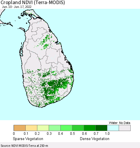 Sri Lanka Cropland NDVI (Terra-MODIS) Thematic Map For 6/10/2022 - 6/17/2022