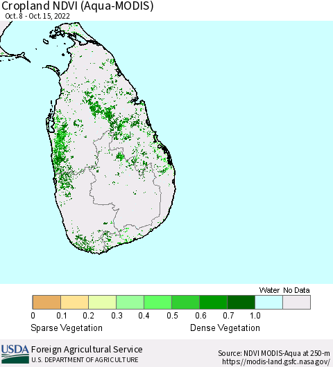 Sri Lanka Cropland NDVI (Terra-MODIS) Thematic Map For 10/11/2022 - 10/20/2022