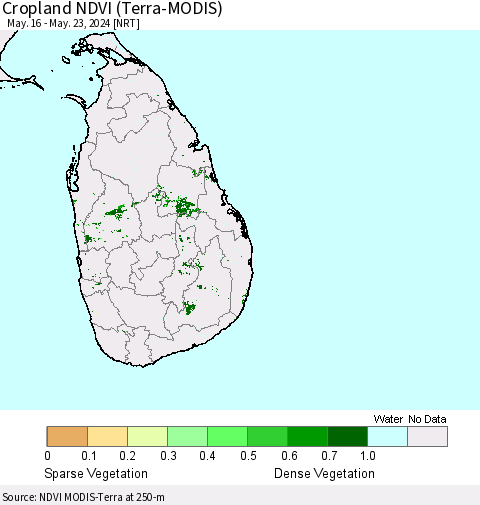 Sri Lanka Cropland NDVI (Terra-MODIS) Thematic Map For 5/16/2024 - 5/23/2024
