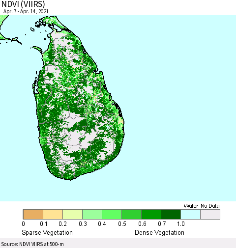 Sri Lanka NDVI (VIIRS) Thematic Map For 4/7/2021 - 4/14/2021
