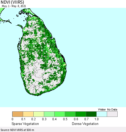 Sri Lanka NDVI (VIIRS) Thematic Map For 5/1/2021 - 5/8/2021