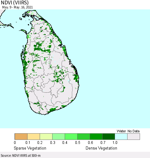 Sri Lanka NDVI (VIIRS) Thematic Map For 5/9/2021 - 5/16/2021