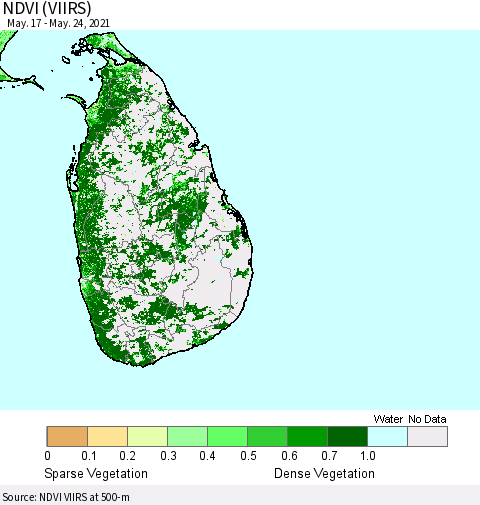 Sri Lanka NDVI (VIIRS) Thematic Map For 5/17/2021 - 5/24/2021