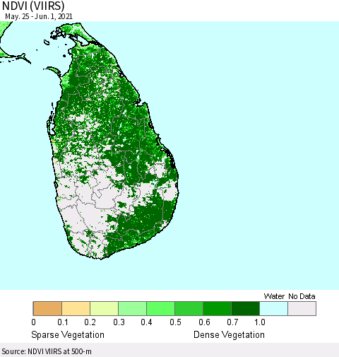 Sri Lanka NDVI (VIIRS) Thematic Map For 5/25/2021 - 6/1/2021
