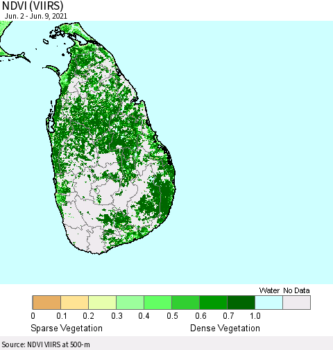 Sri Lanka NDVI (VIIRS) Thematic Map For 6/2/2021 - 6/9/2021