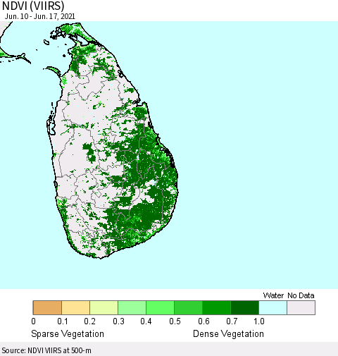Sri Lanka NDVI (VIIRS) Thematic Map For 6/10/2021 - 6/17/2021