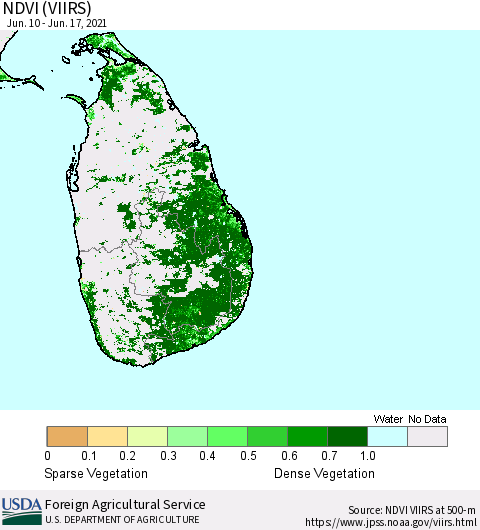 Sri Lanka NDVI (VIIRS) Thematic Map For 6/11/2021 - 6/20/2021