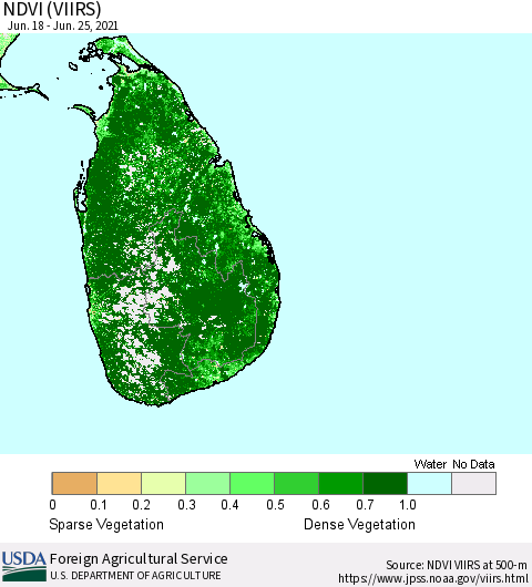 Sri Lanka NDVI (VIIRS) Thematic Map For 6/21/2021 - 6/30/2021