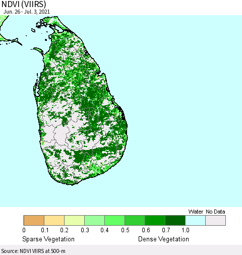 Sri Lanka NDVI (VIIRS) Thematic Map For 6/26/2021 - 7/3/2021