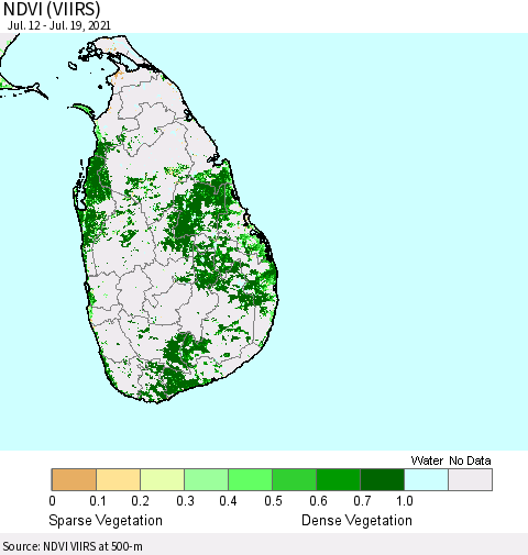 Sri Lanka NDVI (VIIRS) Thematic Map For 7/12/2021 - 7/19/2021