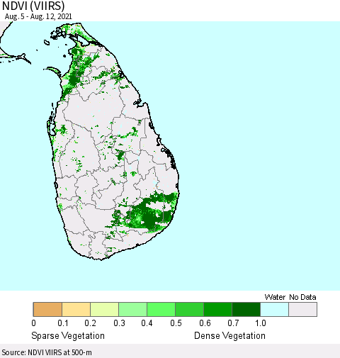Sri Lanka NDVI (VIIRS) Thematic Map For 8/5/2021 - 8/12/2021