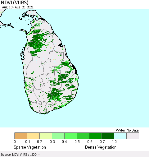 Sri Lanka NDVI (VIIRS) Thematic Map For 8/11/2021 - 8/20/2021
