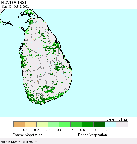 Sri Lanka NDVI (VIIRS) Thematic Map For 9/30/2021 - 10/7/2021