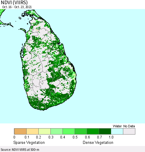 Sri Lanka NDVI (VIIRS) Thematic Map For 10/16/2021 - 10/23/2021