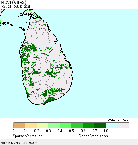 Sri Lanka NDVI (VIIRS) Thematic Map For 10/21/2021 - 10/31/2021