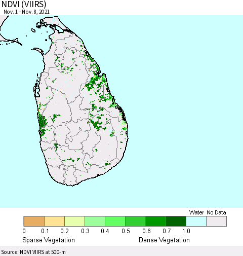 Sri Lanka NDVI (VIIRS) Thematic Map For 11/1/2021 - 11/8/2021