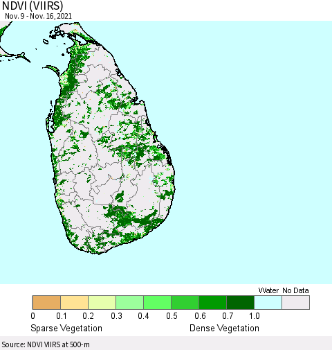 Sri Lanka NDVI (VIIRS) Thematic Map For 11/9/2021 - 11/16/2021