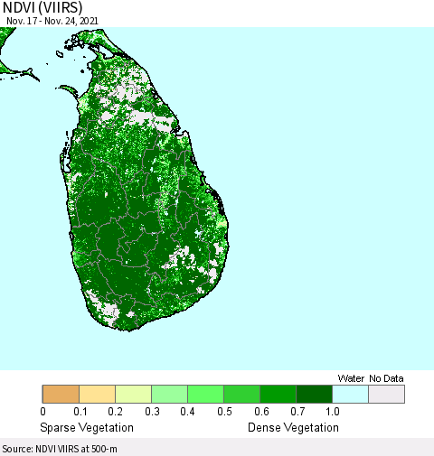 Sri Lanka NDVI (VIIRS) Thematic Map For 11/17/2021 - 11/24/2021