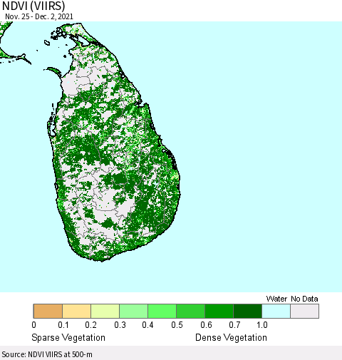 Sri Lanka NDVI (VIIRS) Thematic Map For 11/25/2021 - 12/2/2021