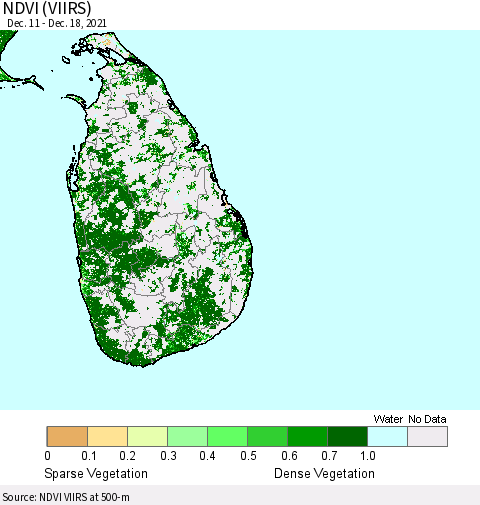 Sri Lanka NDVI (VIIRS) Thematic Map For 12/11/2021 - 12/18/2021