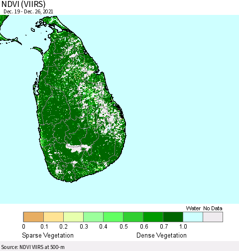 Sri Lanka NDVI (VIIRS) Thematic Map For 12/19/2021 - 12/26/2021