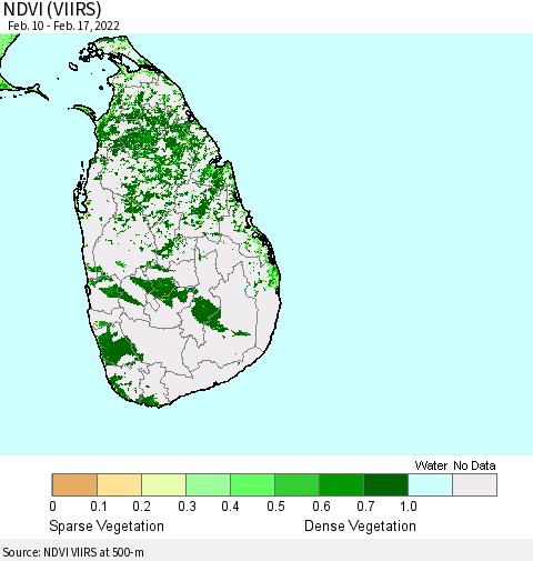 Sri Lanka NDVI (VIIRS) Thematic Map For 2/10/2022 - 2/17/2022