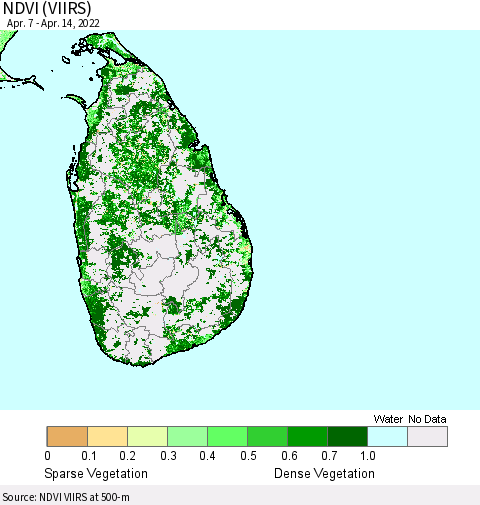 Sri Lanka NDVI (VIIRS) Thematic Map For 4/7/2022 - 4/14/2022
