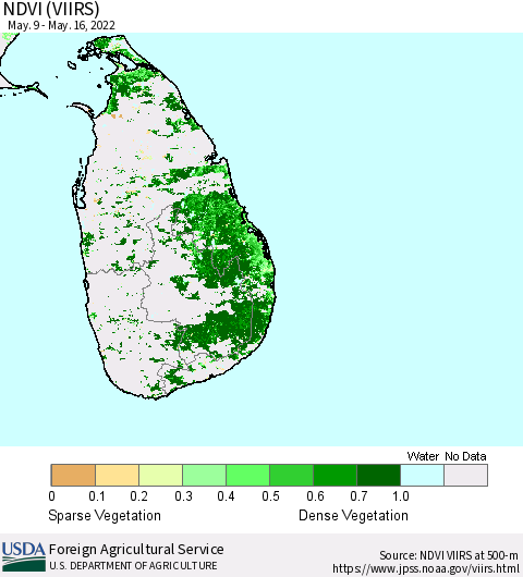 Sri Lanka NDVI (VIIRS) Thematic Map For 5/11/2022 - 5/20/2022