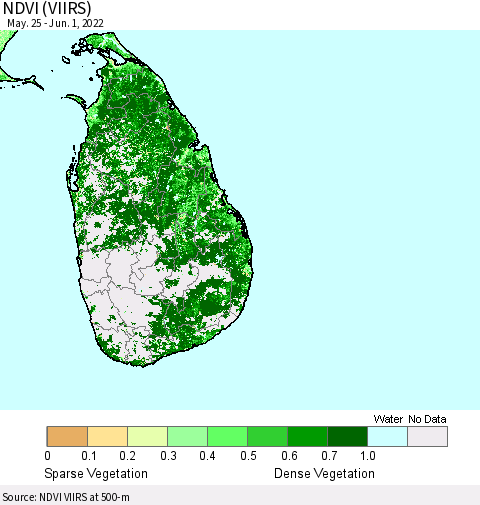 Sri Lanka NDVI (VIIRS) Thematic Map For 5/25/2022 - 6/1/2022