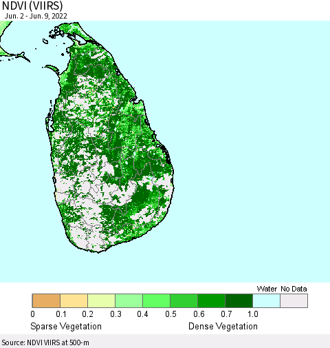 Sri Lanka NDVI (VIIRS) Thematic Map For 6/2/2022 - 6/9/2022