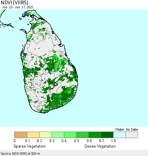 Sri Lanka NDVI (VIIRS) Thematic Map For 6/10/2022 - 6/17/2022