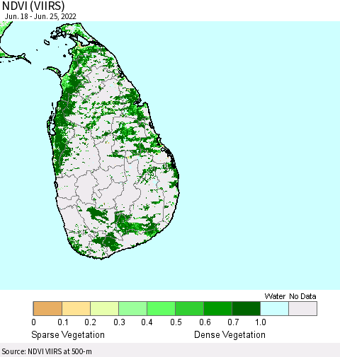 Sri Lanka NDVI (VIIRS) Thematic Map For 6/18/2022 - 6/25/2022