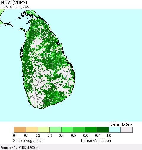 Sri Lanka NDVI (VIIRS) Thematic Map For 6/26/2022 - 7/3/2022