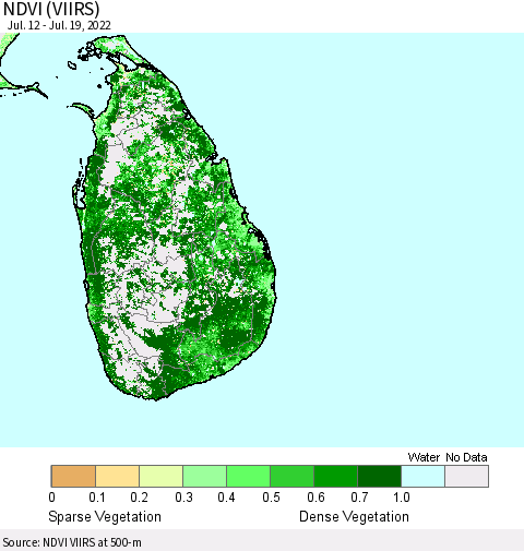 Sri Lanka NDVI (VIIRS) Thematic Map For 7/12/2022 - 7/19/2022