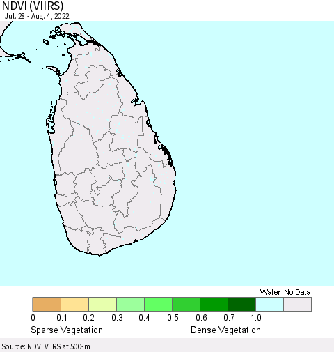 Sri Lanka NDVI (VIIRS) Thematic Map For 7/28/2022 - 8/4/2022