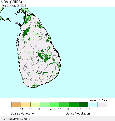 Sri Lanka NDVI (VIIRS) Thematic Map For 8/21/2022 - 8/28/2022