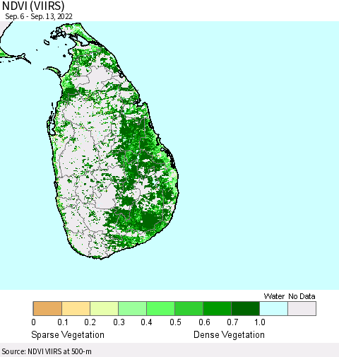 Sri Lanka NDVI (VIIRS) Thematic Map For 9/6/2022 - 9/13/2022
