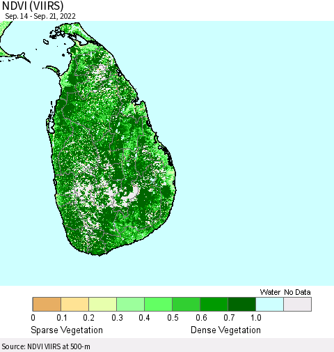 Sri Lanka NDVI (VIIRS) Thematic Map For 9/14/2022 - 9/21/2022