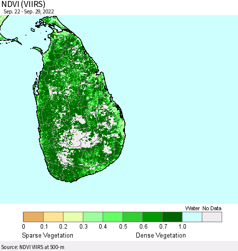 Sri Lanka NDVI (VIIRS) Thematic Map For 9/22/2022 - 9/29/2022