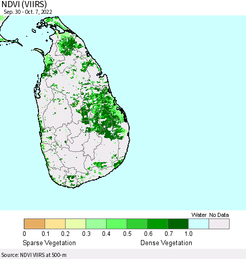 Sri Lanka NDVI (VIIRS) Thematic Map For 9/30/2022 - 10/7/2022