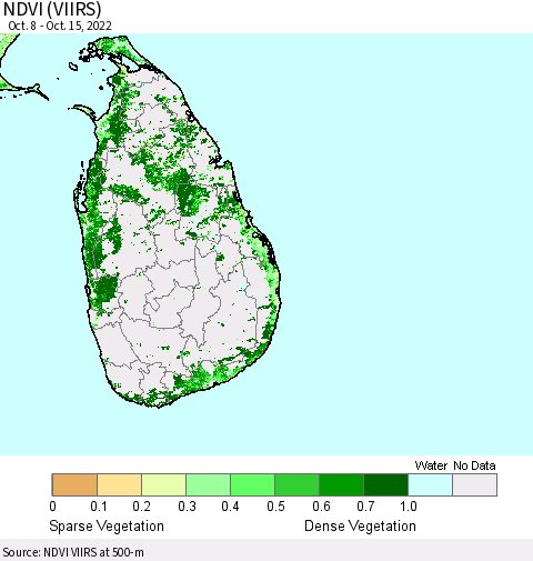 Sri Lanka NDVI (VIIRS) Thematic Map For 10/8/2022 - 10/15/2022