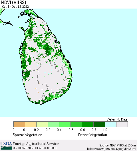 Sri Lanka NDVI (VIIRS) Thematic Map For 10/11/2022 - 10/20/2022