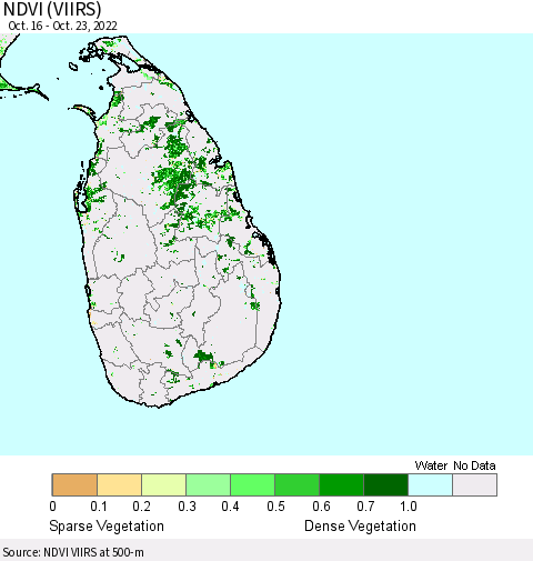 Sri Lanka NDVI (VIIRS) Thematic Map For 10/16/2022 - 10/23/2022