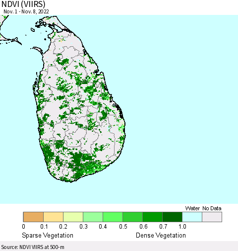 Sri Lanka NDVI (VIIRS) Thematic Map For 11/1/2022 - 11/8/2022