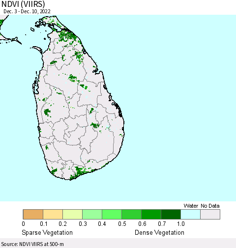 Sri Lanka NDVI (VIIRS) Thematic Map For 12/1/2022 - 12/10/2022
