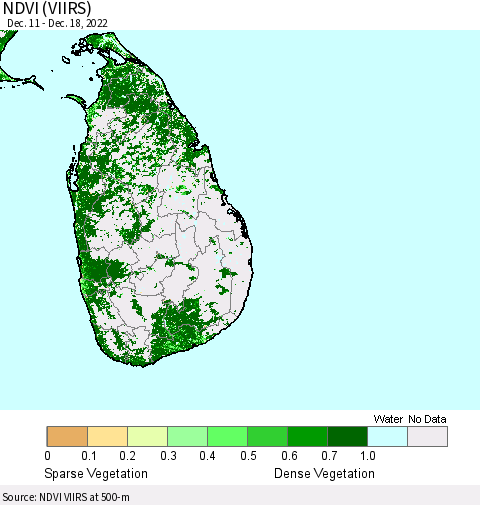 Sri Lanka NDVI (VIIRS) Thematic Map For 12/11/2022 - 12/18/2022