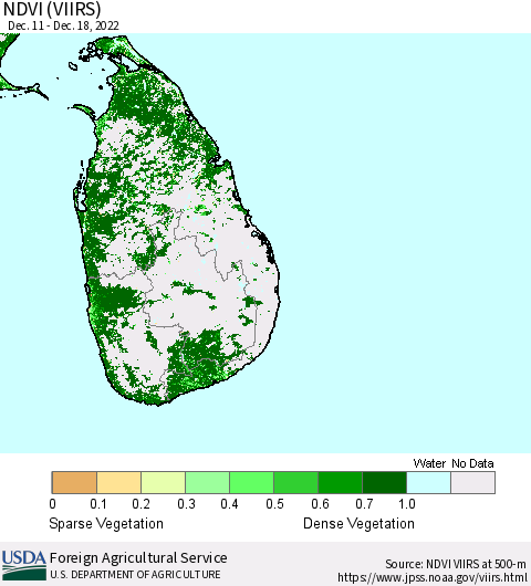 Sri Lanka NDVI (VIIRS) Thematic Map For 12/11/2022 - 12/20/2022