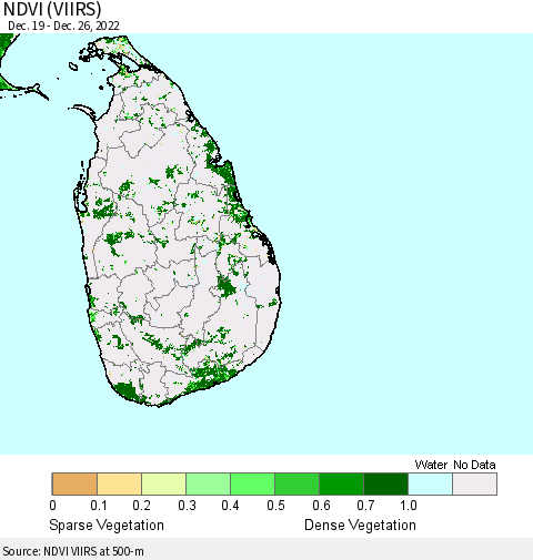 Sri Lanka NDVI (VIIRS) Thematic Map For 12/19/2022 - 12/26/2022